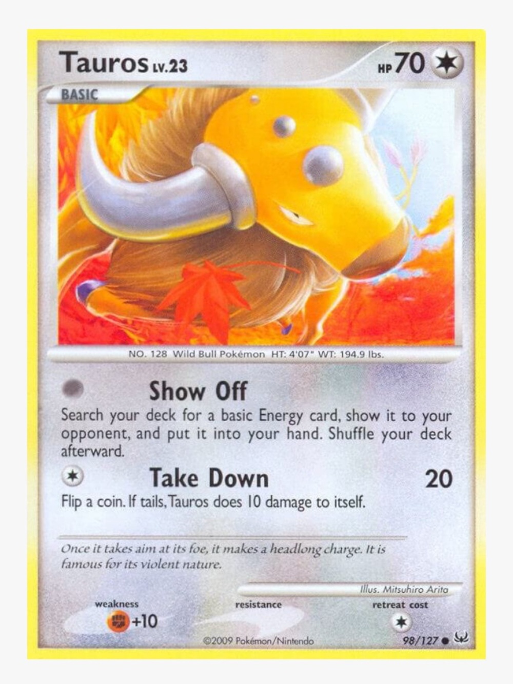 Tauros Platinum Pokemon Trading Card